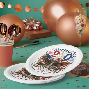 Red White Blue Fourth Of July Paper Plate