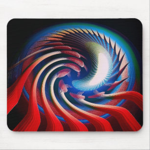 Red White Blue Fractal With Claws & Spikes Mouse Pad