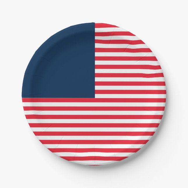 Red White & Blue Fun Family Friends Celebration Paper Plate (Front)
