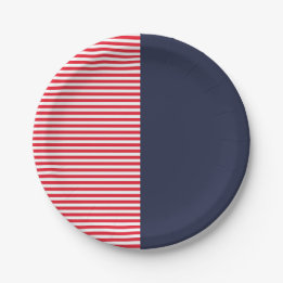Red White & Blue Fun Friends Family Celebration Paper Plate