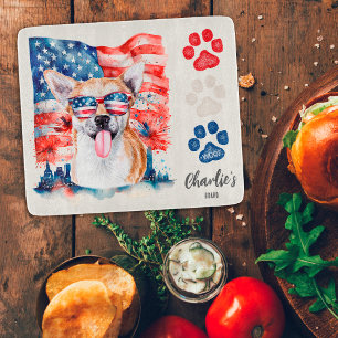 Red White Blue Funny Cool Chihuahua American Flag Cutting Board