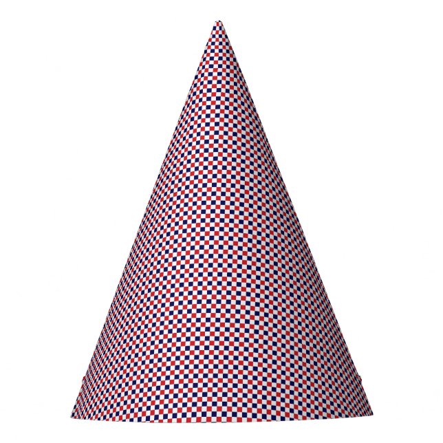 Red,White,Blue Gingham-PAPER PARTY HATS (Front)