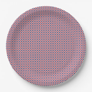 Red,White,Blue Gingham-PAPER PARTY PLATES