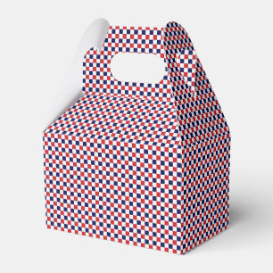 Red,White,Blue Gingham-PARTY FAVOR BOX, gable Favour Box