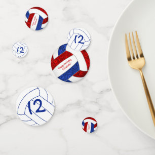 red white blue girls volleyball birthday custom confetti