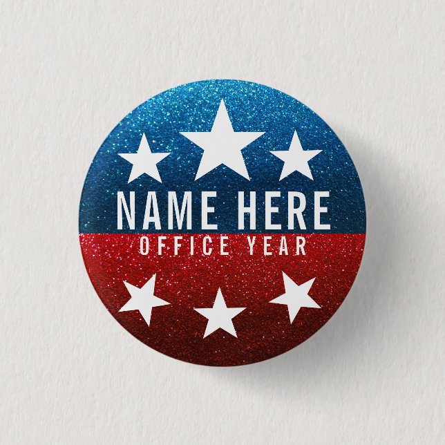 Red White Blue Glitter American Campaign Template 3 Cm Round Badge (Front)