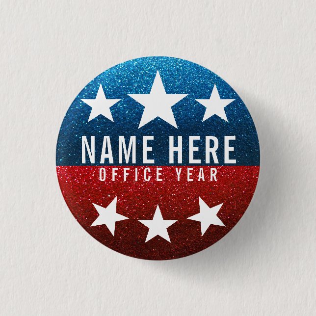 Red White Blue Glitter American Campaign Template 3 Cm Round Badge (Front)