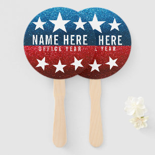 Red White Blue Glitter American Campaign Template Hand Fan