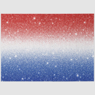 Red White Blue Glitter Gradient Patriotic Day Tissue Paper