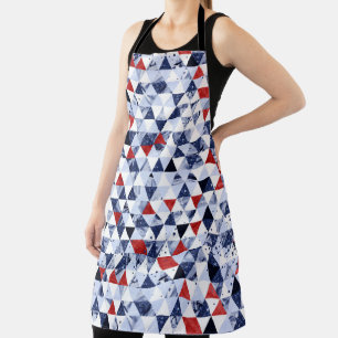 RED WHITE BLUE GLITTER LOOK TRIANGLE PATTERN APRON