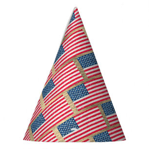 Red White Blue Glitter Patriotic American USA Flag Party Hat