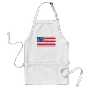 Red White Blue Glitter Patriotic American USA Flag Standard Apron