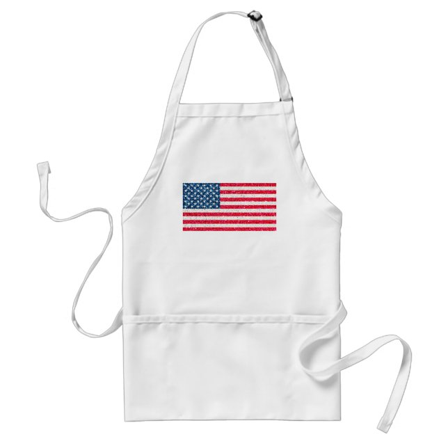 Red White Blue Glitter Patriotic American USA Flag Standard Apron (Front)