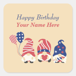 Red, White, Blue Gnomes Square Sticker