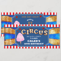 Red White Blue Gold Circus Party Ticket