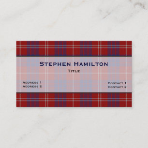 Red, White, & Blue Hamilton Tartan Plaid Business Card