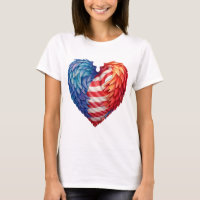 RED WHITE BLUE HEART SHAPED FLAG WITH FEATHERS
