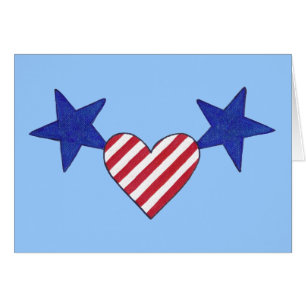 Red White Blue Heart Stars and Stripes Cards
