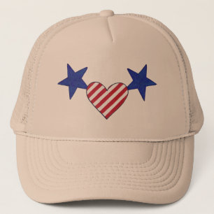 Red White Blue Heart Stars and Stripes Hats