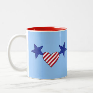 Red White Blue Heart Stars and Stripes Mugs