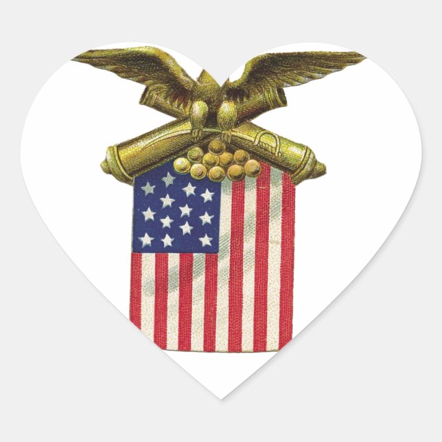 Red White & Blue Heart Sticker (Front)