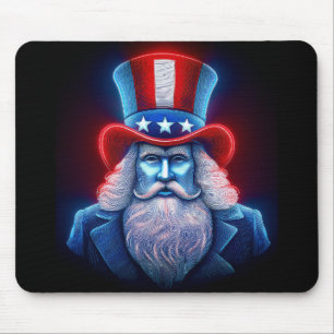 Red White Blue Hologram Of USA Uncle Sam Mouse Pad