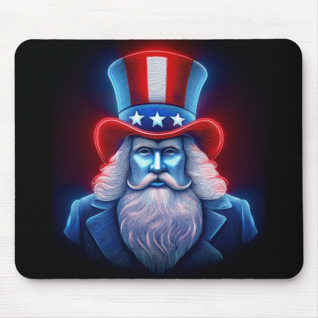 Red White Blue Hologram Of USA Uncle Sam Mouse Pad (Front)