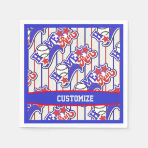 Red White & Blue Home Run Baseball Striped Napkin