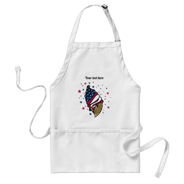 Red White Blue Ice Cream Cone Customisable Text Standard Apron (Front)