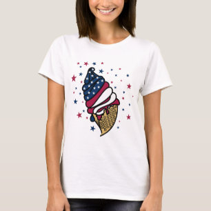 Red White Blue Ice Cream Cone icecreamliciouS T-Sh T-Shirt