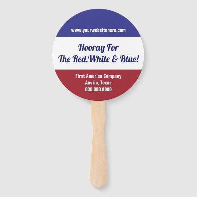 Red,White & Blue Independence Day 4th of July Vote Hand Fan (Front)