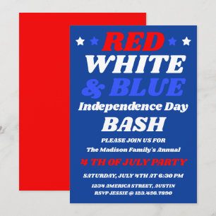 Red White Blue Independence Day Bash Invitation