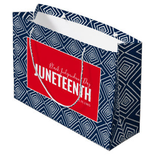 Red White Blue Independence Day June 19 JUNETEENTH Large Gift Bag