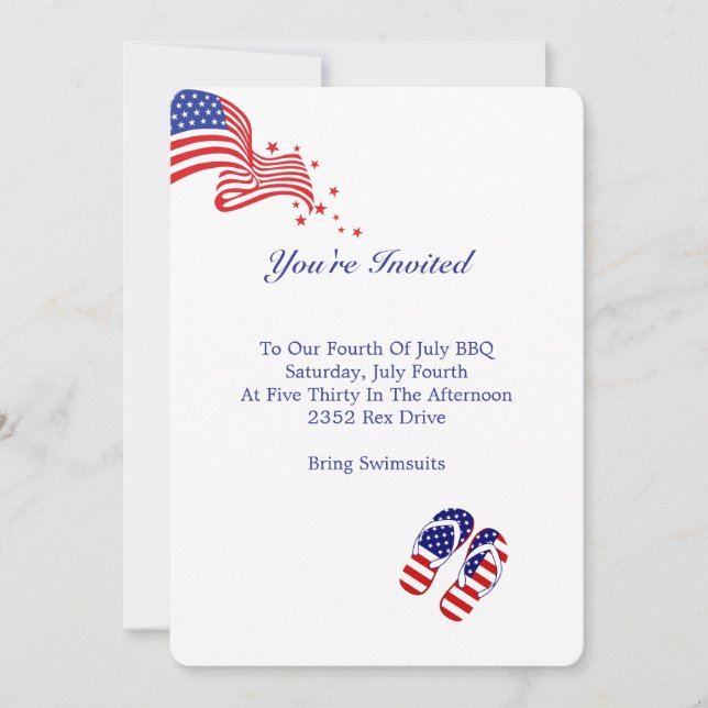 Red, White & Blue Invitation (Front)