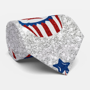 Red, White, Blue July 4 Cupcake Glitter Tie