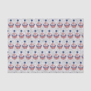 Red, White, Blue July 4 Cupcake Glitter Tissue Paper