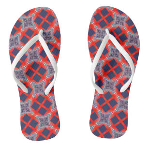 Red White Blue Kaleidoscope Summer Thongs
