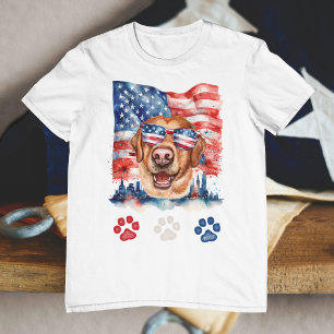 Red White Blue Labrador Dog American 4th of July T-Shirt