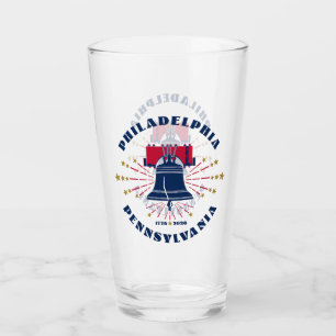 Red White Blue Liberty Bell Patriotic Glass Cup