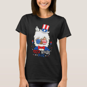 Red White Blue Llama Fireworks Patriotic 4th Of Ju T-Shirt
