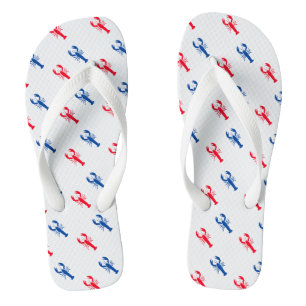 Red white blue lobster pattern Patriotic Beach Tow Thongs