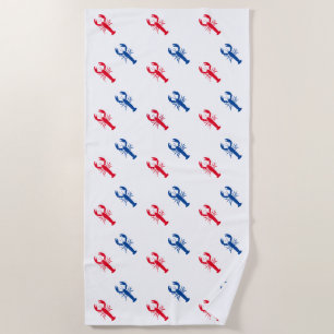 Red white blue lobster pattern Patriotic Beach Towel