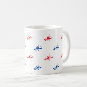 Red white blue lobster pattern patriotic coffee mug