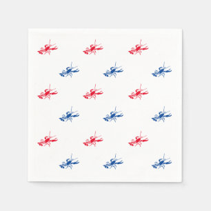 Red white blue lobster pattern Patriotic paper Napkin