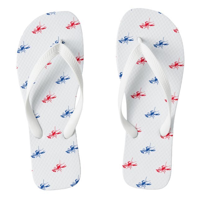 Red white blue lobster pattern Patriotic Thongs (Footbed)