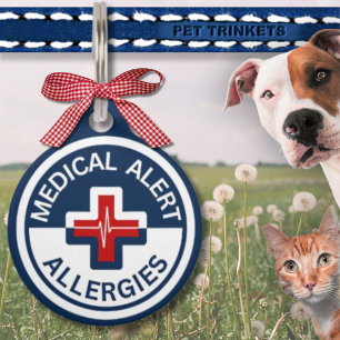 Red White Blue Medical Alert Allergy Dog Cat Pet Tag