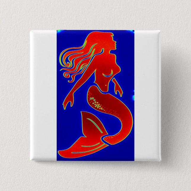 red white blue mermaid button (Front)