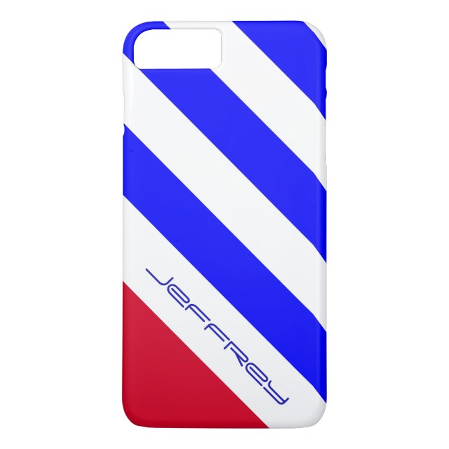 Red White Blue Minimalist Personalised Name Case-Mate iPhone Case (Back)