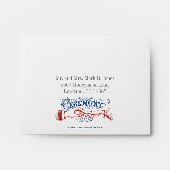 Red White Blue Modern Vintage Typography RSVP Enve Envelopes (Front)