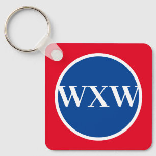 Red White Blue Monogram Keychain